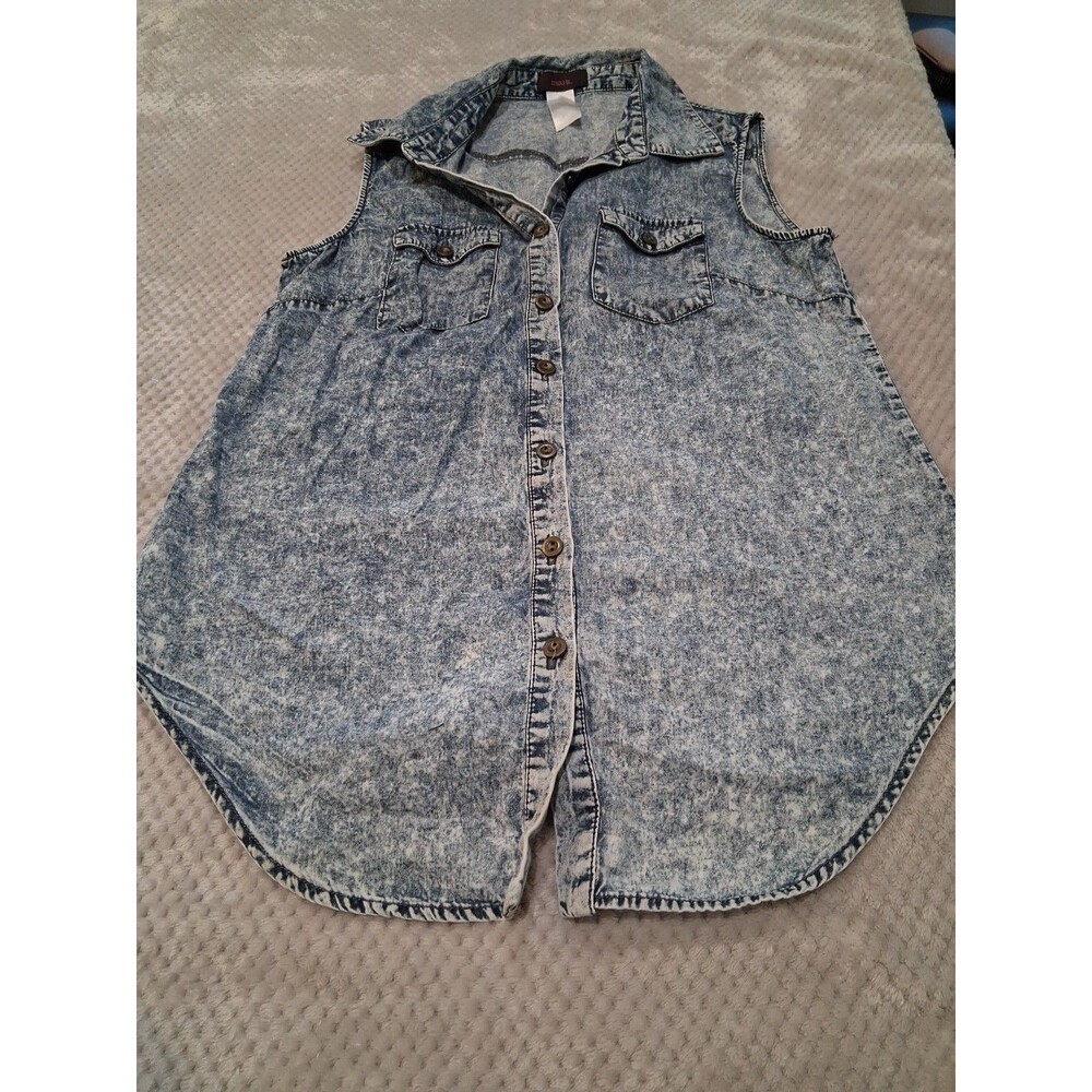 mark. Avon Denim Days Sleeveless Top, 90's Acid Wash Light Blue, Cotton, Large